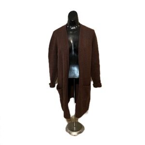 Brown Open Front Long  Cardigan Gap